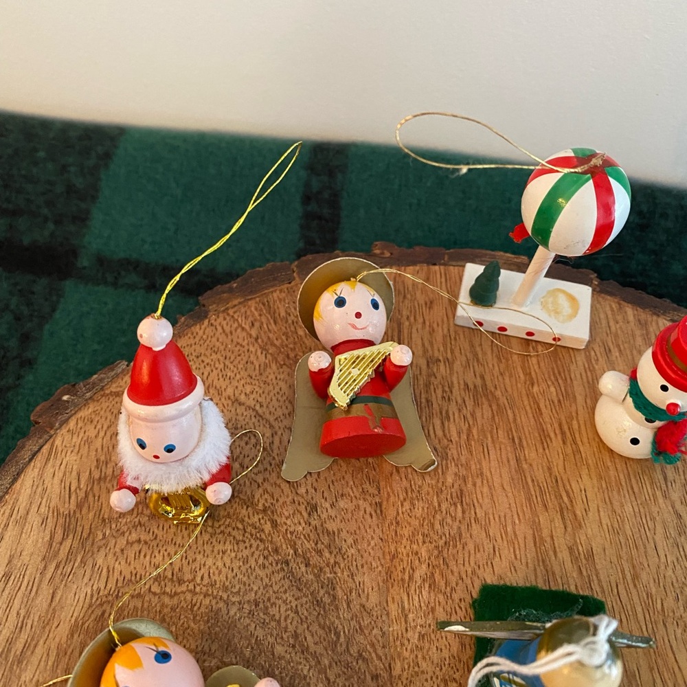 Vintage Wooden Hand Painted Christmas Ornaments Made In Germany Arts And Crafts - Picture 8 of 11